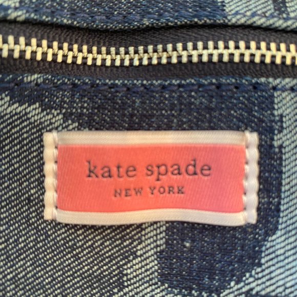 SOLD Kate Spade NY Denim Floral Print Fringe Handbag or Tote Bag Large Satchel - Picture 3 of 10